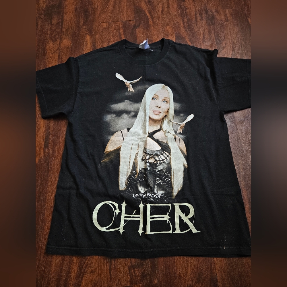 Vintage 2003 Cher Living Proof Farewell Tour Rock Band Concert T-Shirt LG double